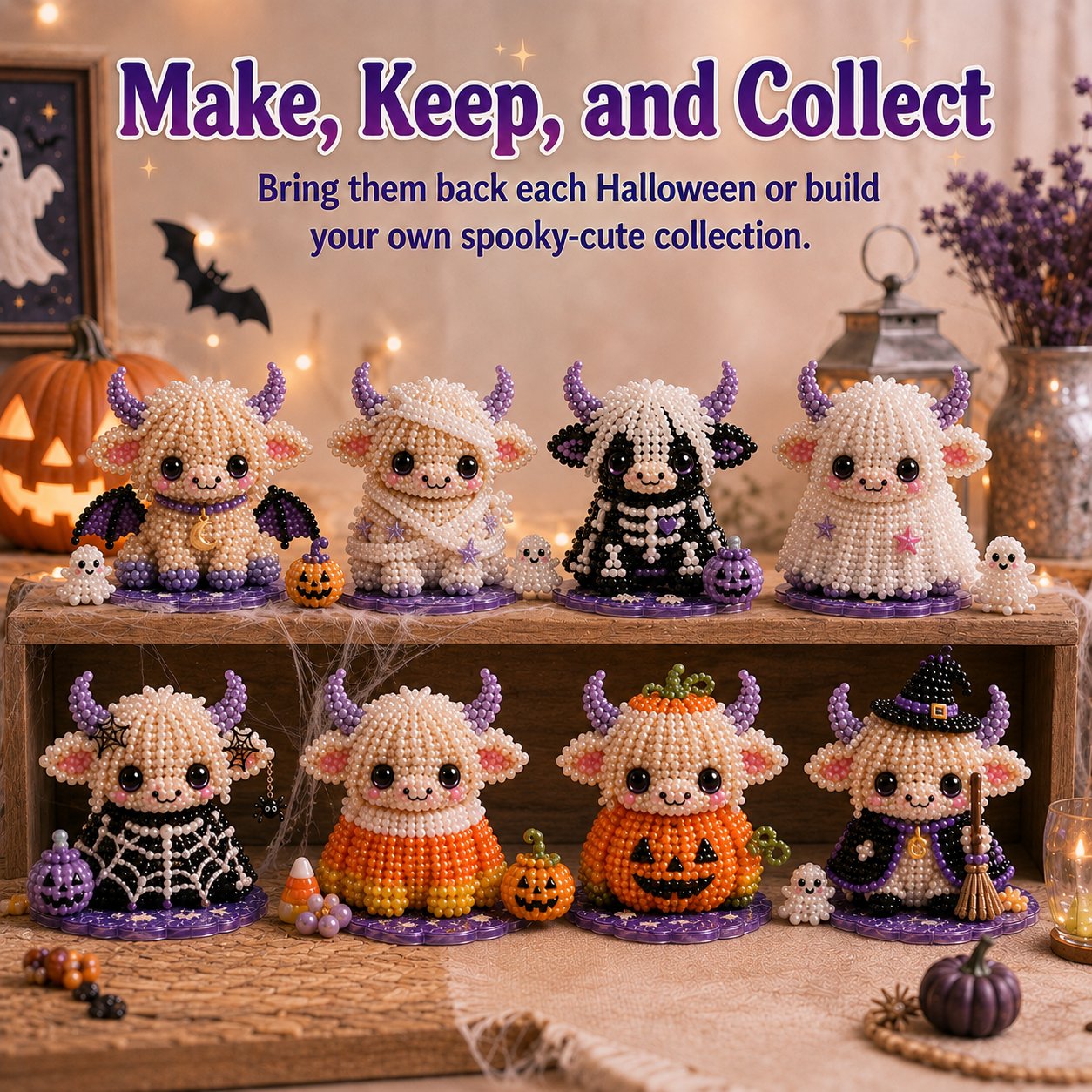 ⏳ Last Day 49% OFF – 🎃 Beginner-Friendly Halloween Highland Cow 3D Pearl Bead DIY Kit | Complete Kit with All Tools & Step-by-Step Guide Included 💕