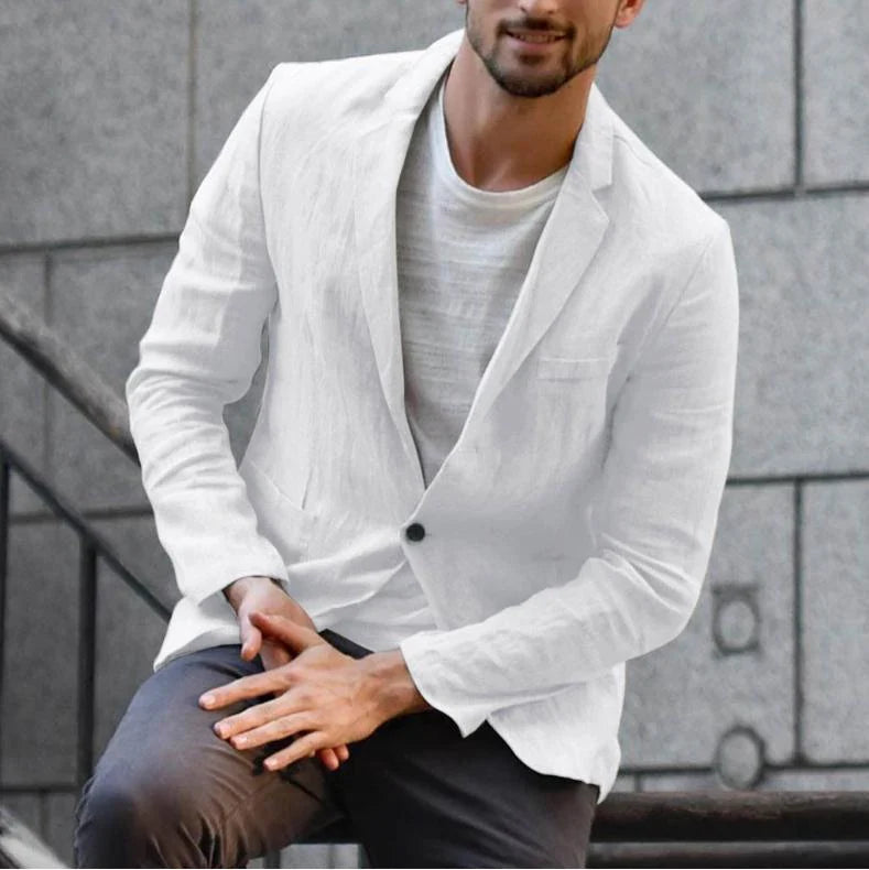 Slim suit jacket in cotton and linen