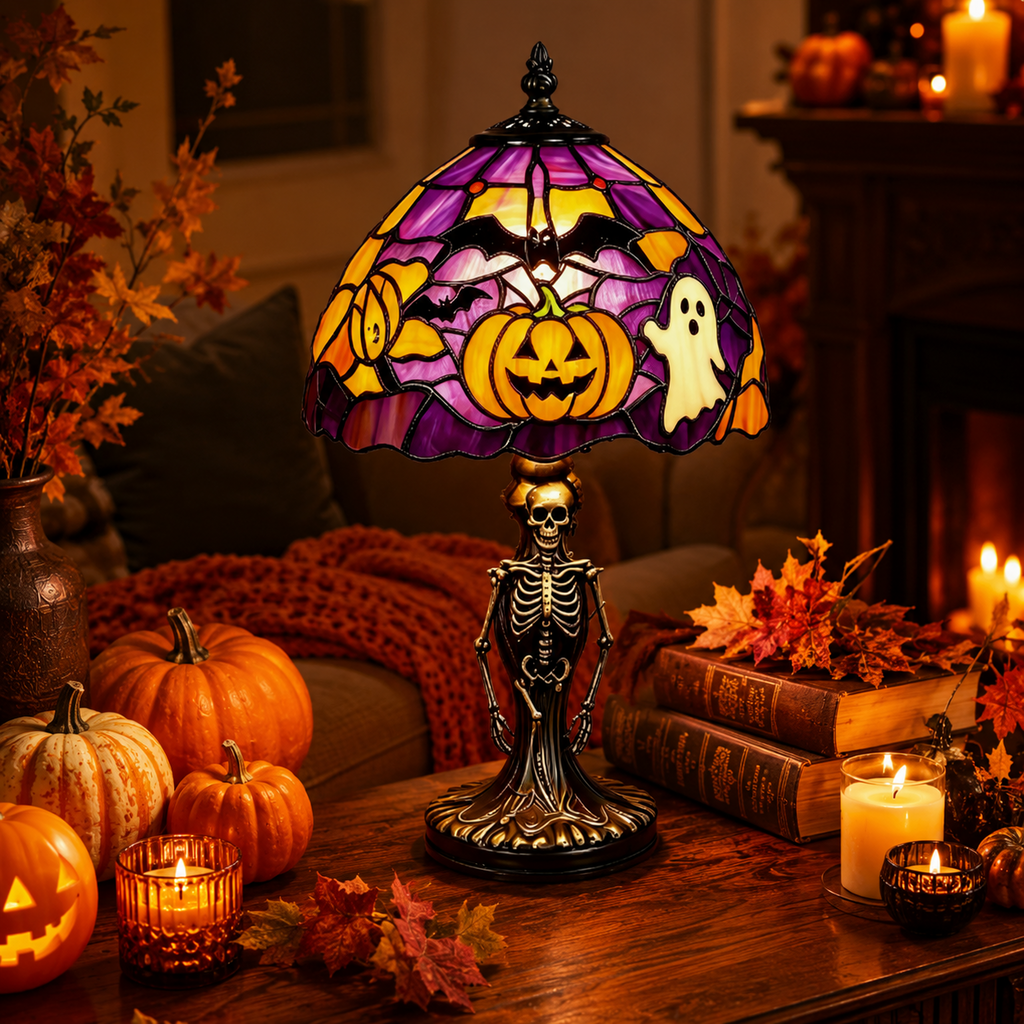 🎃 Tiffany-Style Halloween Lamp 👻 Spooky Glow for Any Room
