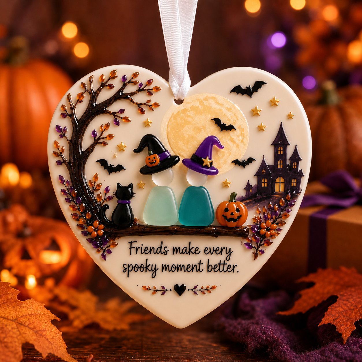 Halloween Friendship Sea Glass Ornament