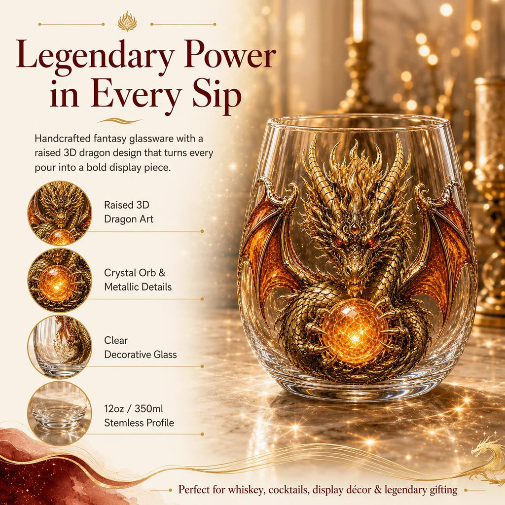 🐉✨ 3D Mythical Dragon Glass | Exclusive fantasy glass with embossed design for whisky, home bar, decoration and legendary gifts 🎁