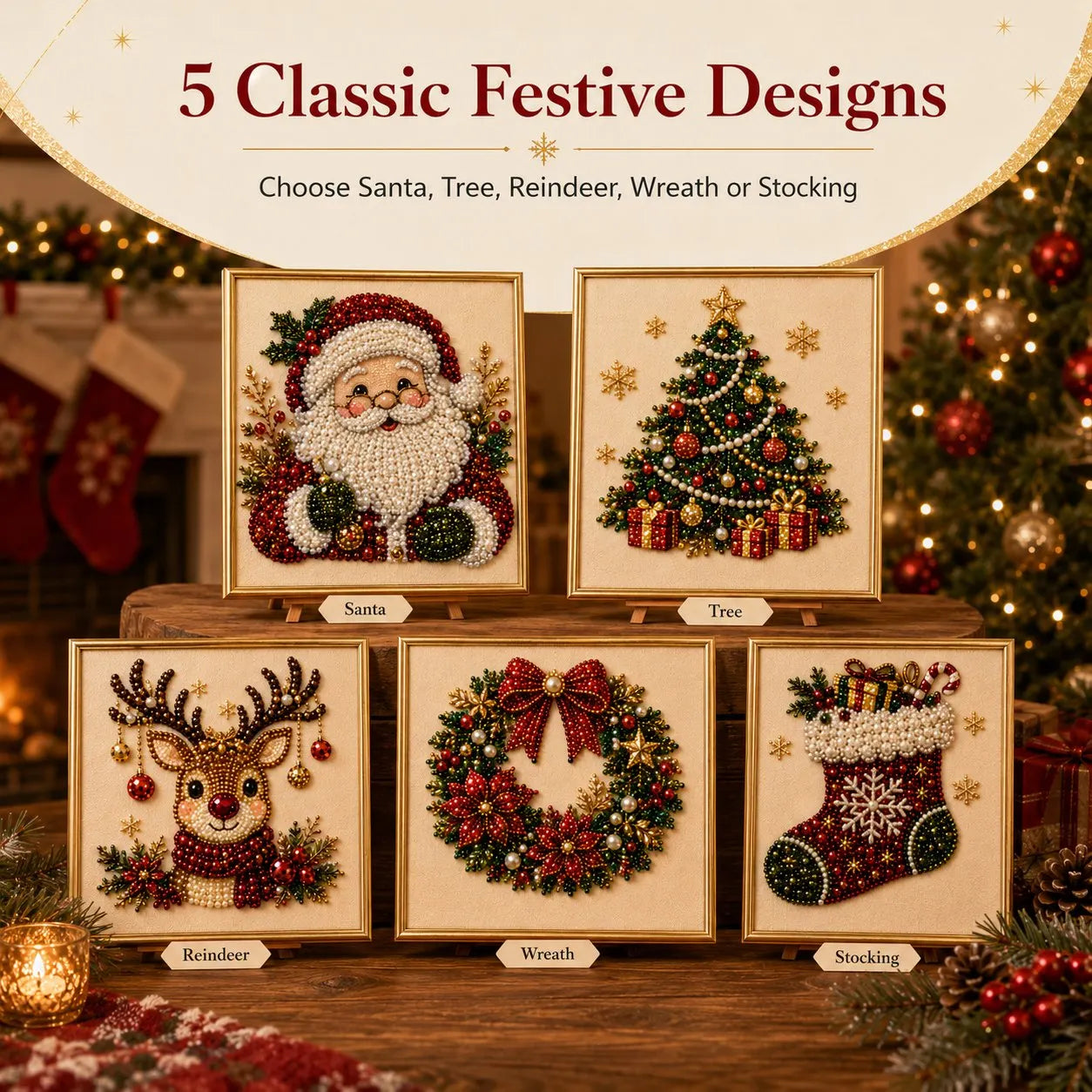 Relaxing & Beginner-Friendly - DIY Christmas Pearl Diamond Painting Art Kit