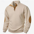 Men's Sweatshirt Black Wine Navy Blue Khaki Dark Gray Standing Collar Color Block Jacquard Patchwork Sports & Outdoor Daily Holiday Textured Streetwear Basic Casual Spring &  Fall Clothing Apparel