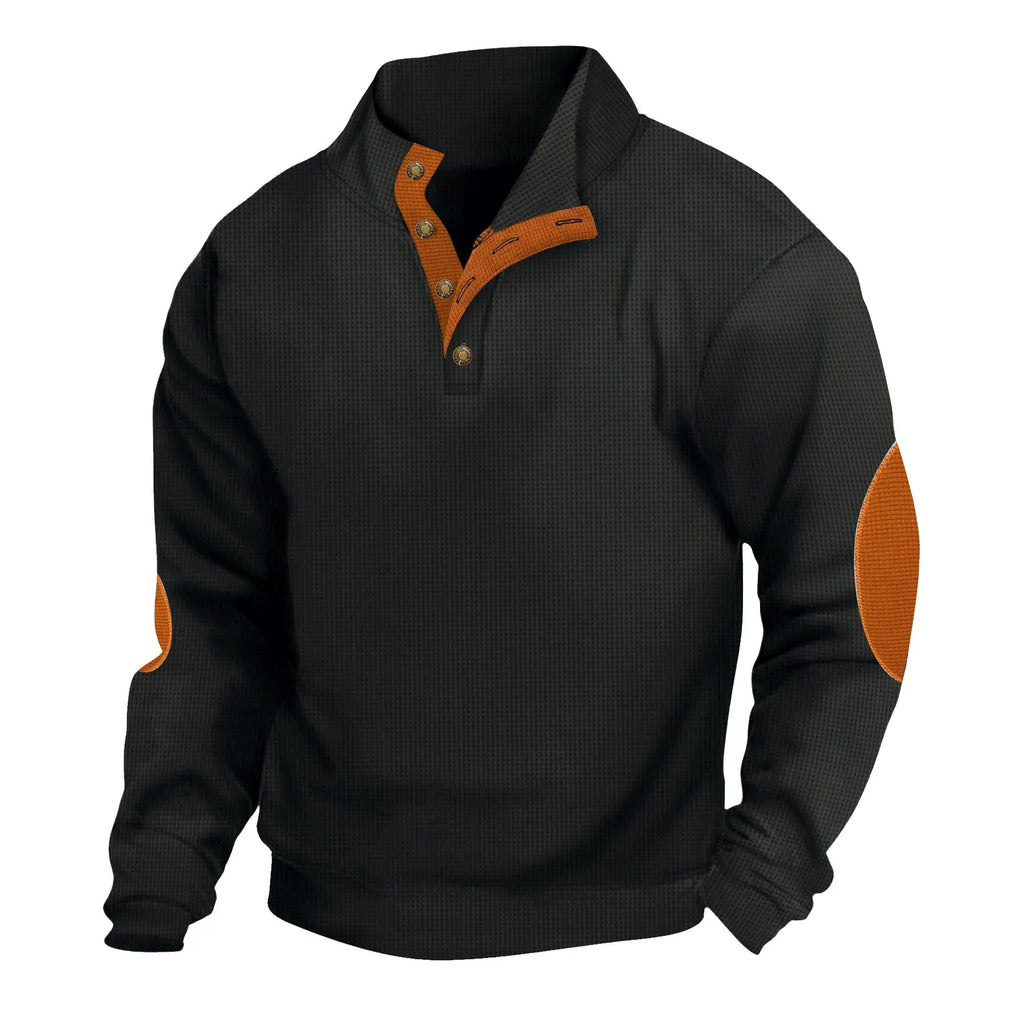 Men's Sweatshirt Black Wine Navy Blue Khaki Dark Gray Standing Collar Color Block Jacquard Patchwork Sports & Outdoor Daily Holiday Textured Streetwear Basic Casual Spring &  Fall Clothing Apparel