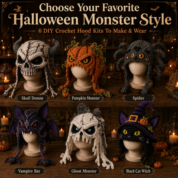 Halloween Monster Hood DIY Crochet Kit
