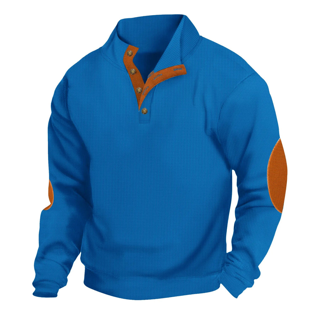 Men's Sweatshirt Black Wine Navy Blue Khaki Dark Gray Standing Collar Color Block Jacquard Patchwork Sports & Outdoor Daily Holiday Textured Streetwear Basic Casual Spring &  Fall Clothing Apparel