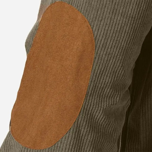 Men's Sweatshirt Corduroy Pullover Apricot Black Blue Brown Khaki Standing Collar Color Block Patchwork Tactical Sports & Outdoor Casual Corduroy Streetwear Casual Athletic Spring & Summer Clothing