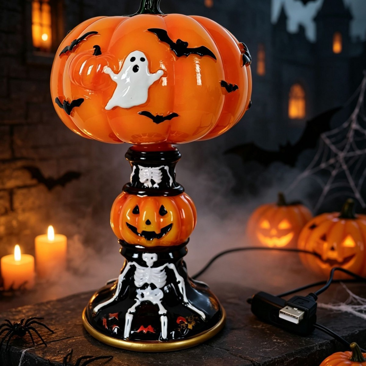 🎃 Tiffany-Style Halloween Lamp 👻 Spooky Glow for Any Room