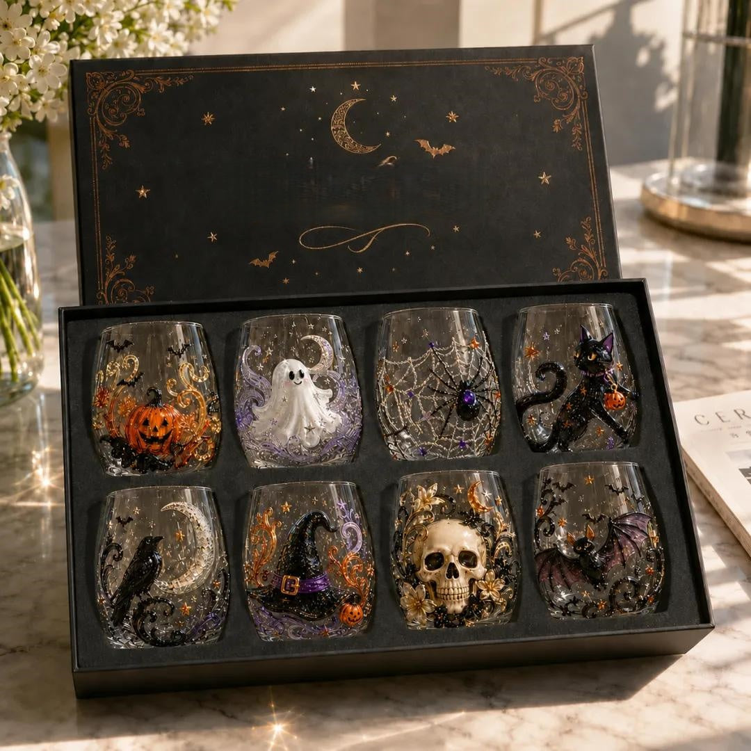 🔥 LAST DAY 40% OFF - 🎃 3D Halloween Glass Cups | Perfect for Parties & Cozy Fall Home Bars