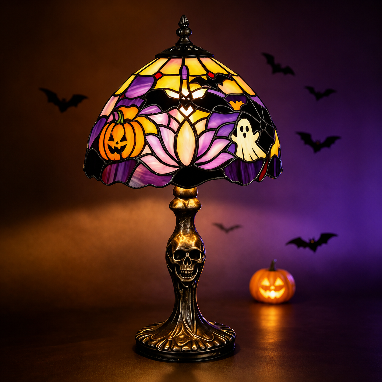🎃 Tiffany-Style Halloween Lamp 👻 Spooky Glow for Any Room