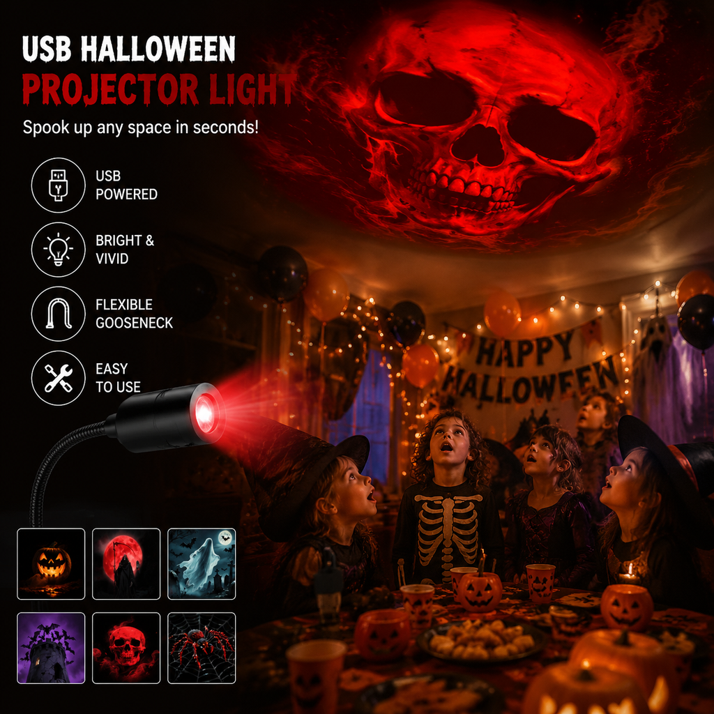 Plug-&-Play HD Star Projector: Halloween 6-Disc Set
