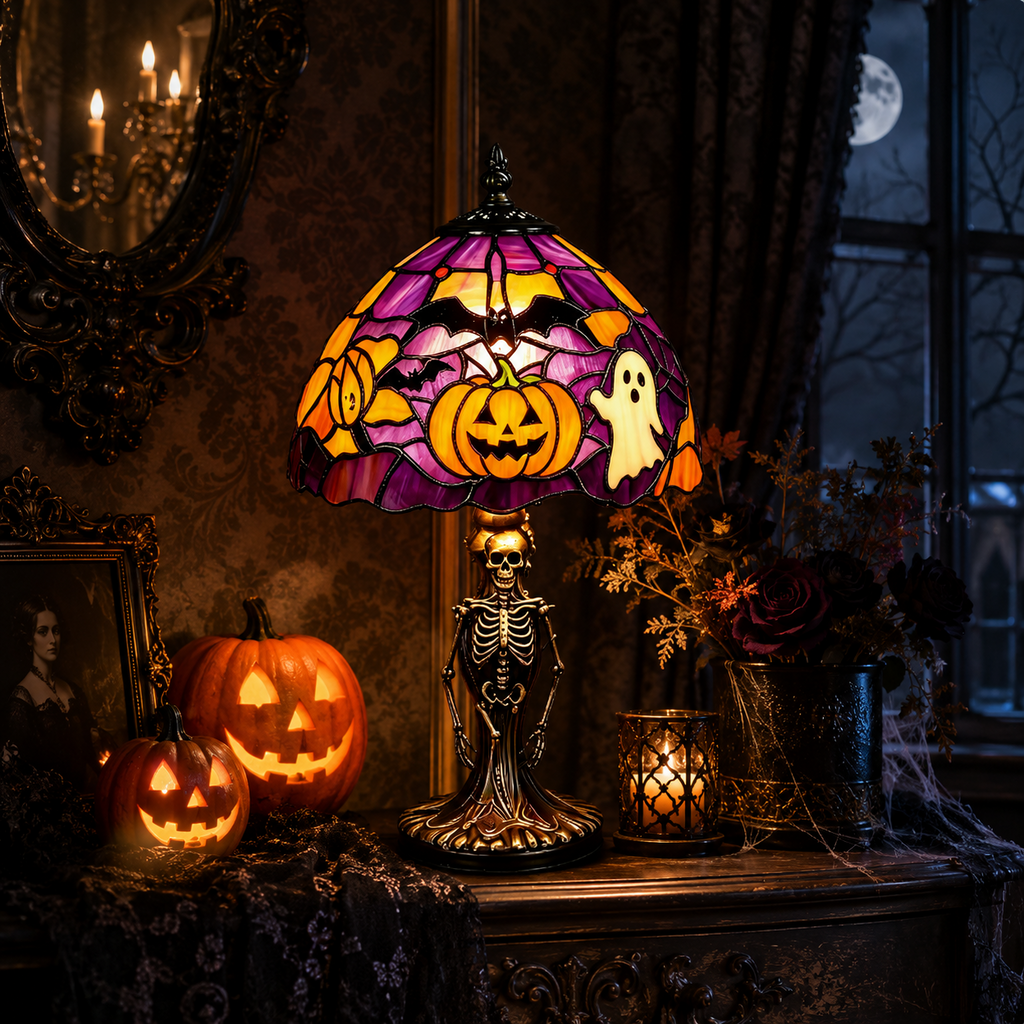 🎃 Tiffany-Style Halloween Lamp 👻 Spooky Glow for Any Room