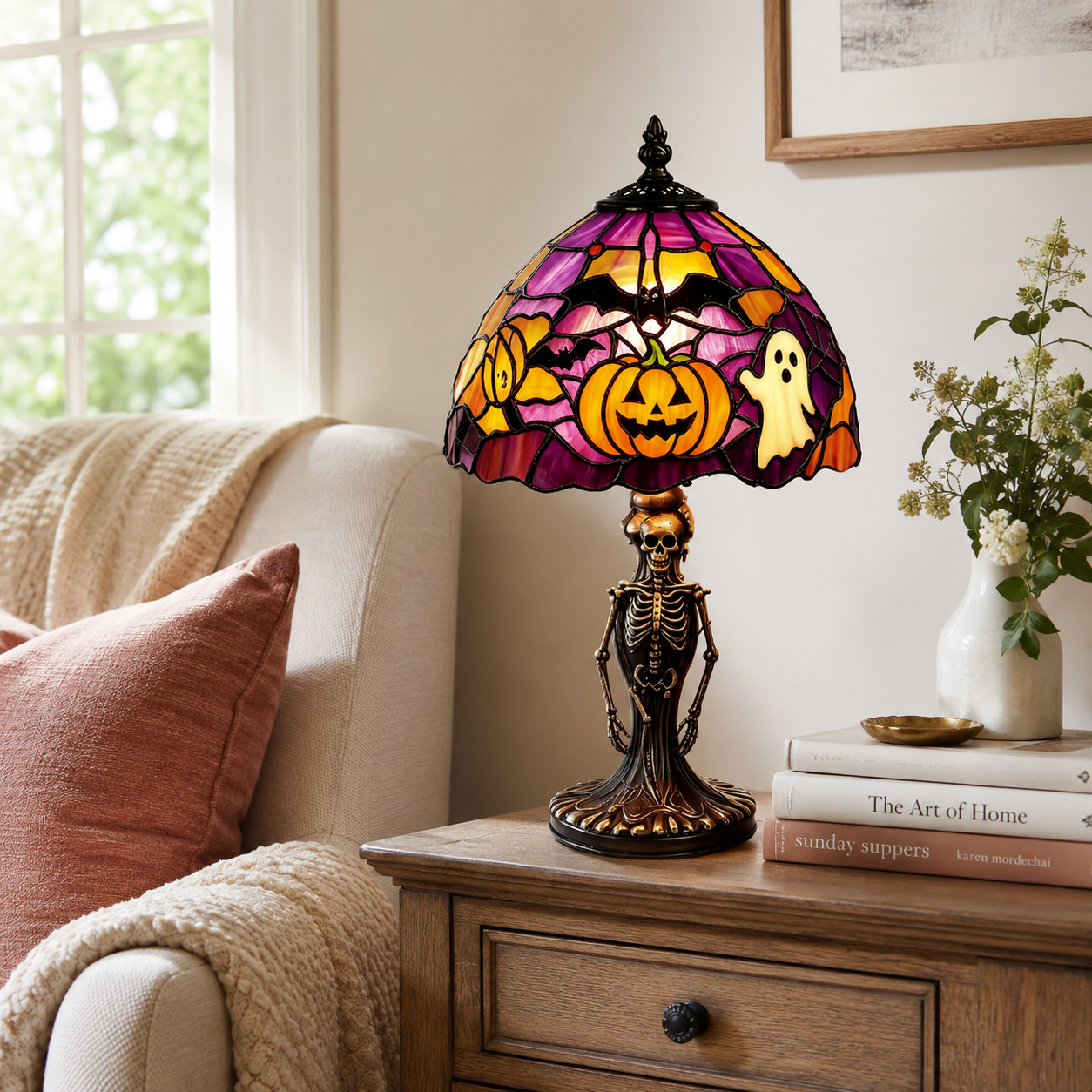 🎃 Tiffany-Style Halloween Lamp 👻 Spooky Glow for Any Room