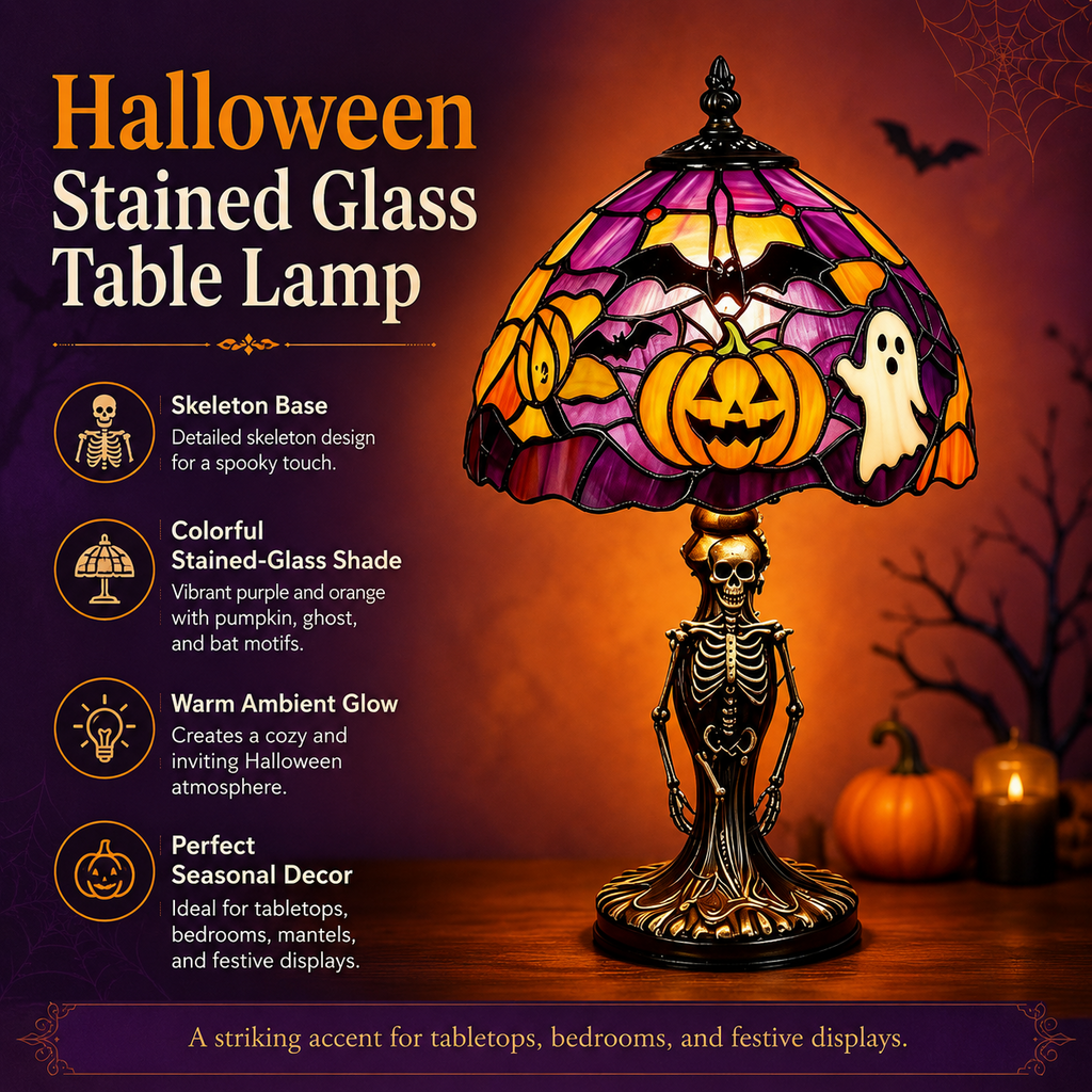 🎃 Tiffany-Style Halloween Lamp 👻 Spooky Glow for Any Room