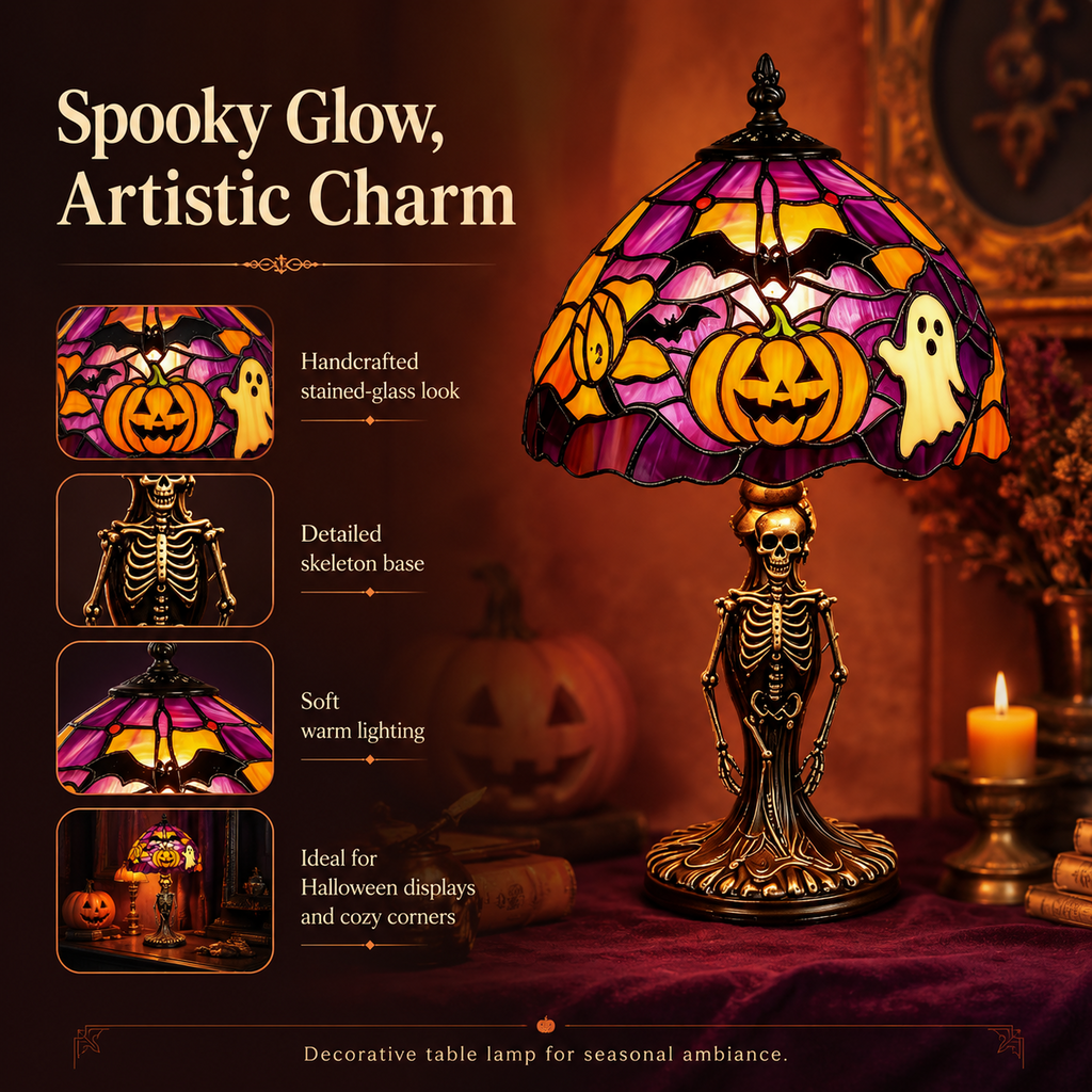 🎃 Tiffany-Style Halloween Lamp 👻 Spooky Glow for Any Room