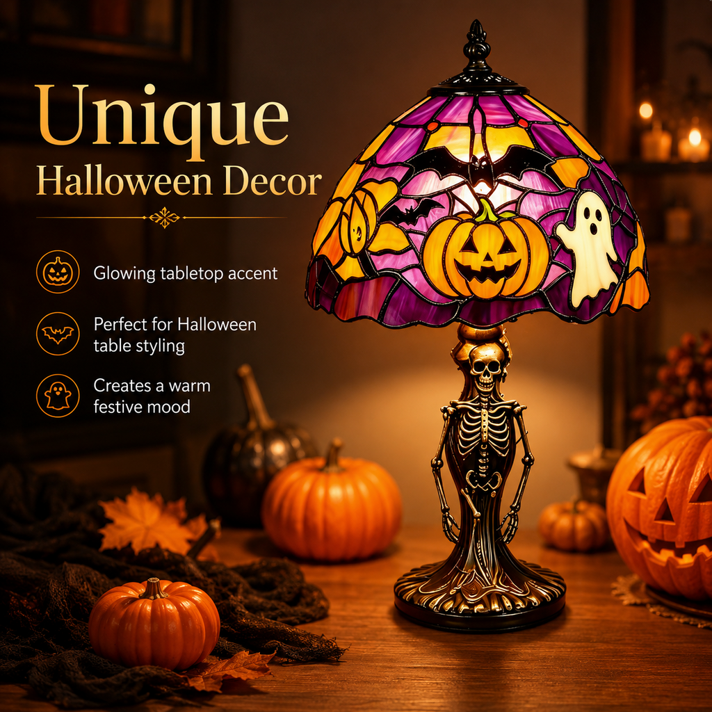 🎃 Tiffany-Style Halloween Lamp 👻 Spooky Glow for Any Room