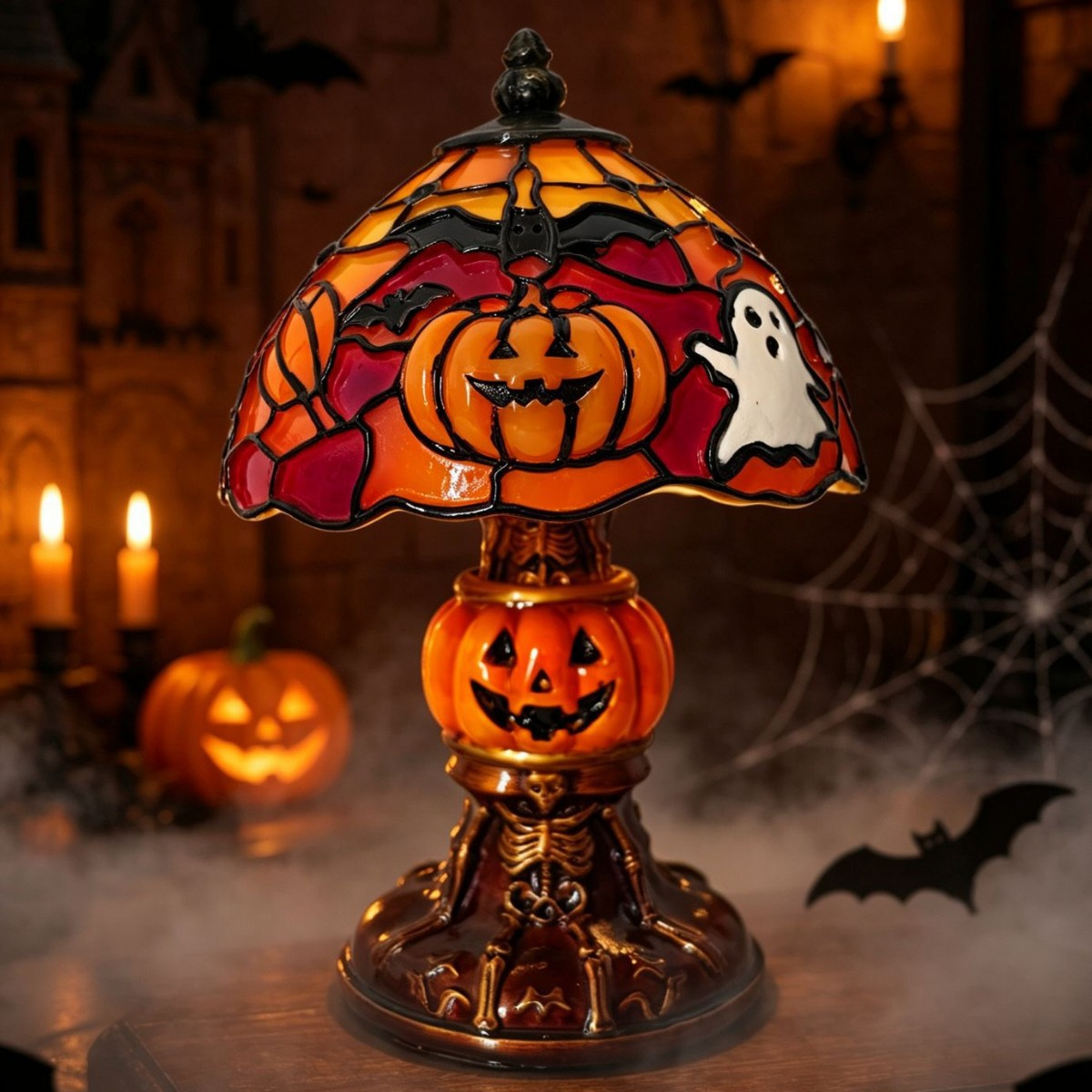 🎃 Tiffany-Style Halloween Lamp 👻 Spooky Glow for Any Room