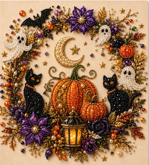Last Day 60% OFF – ?✨ Halloween Pearl Art DIY Kit – Turn Tiny Pearls into Spooky-Cute Magic