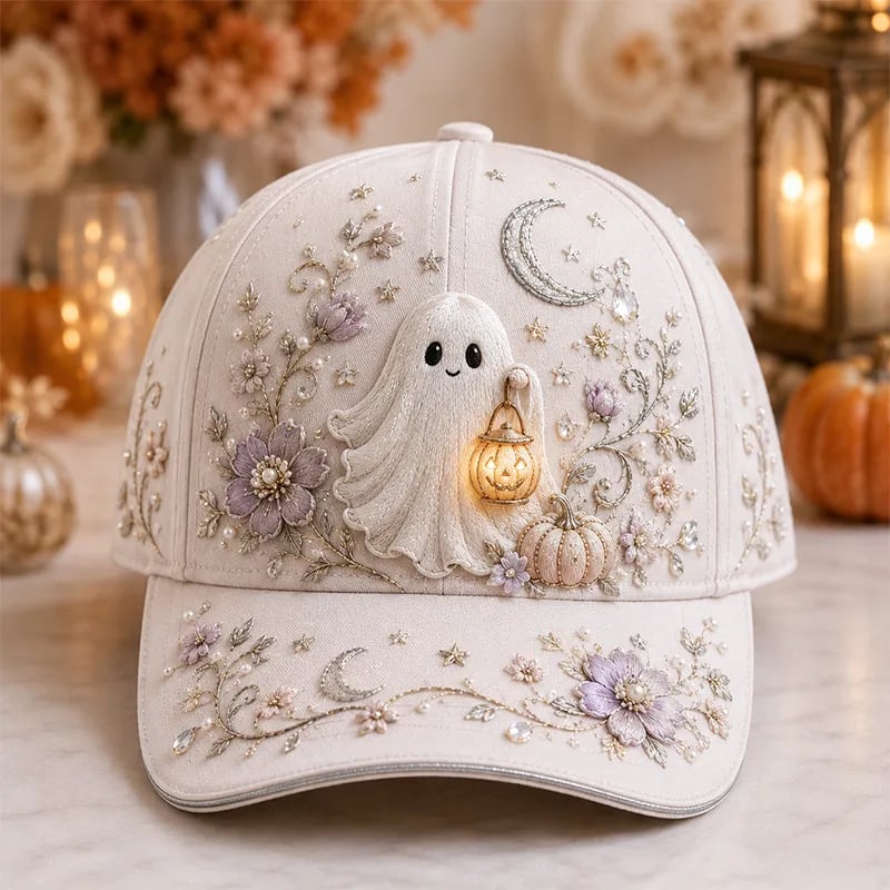 👻✨3D Halloween Embroidery Cap | Spooky Cute Adjustable Hat for Fall Outfits, Daily Styling & Halloween Parties