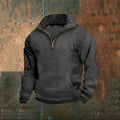 Men's Waffle Sweatshirt Sweatshirt Quarter Zip Sweatshirt Black Navy Blue Khaki Light Grey Gray Half Zip Color Block Patchwork Front Pocket Sports & Outdoor Daily Holiday Streetwear Basic Casual