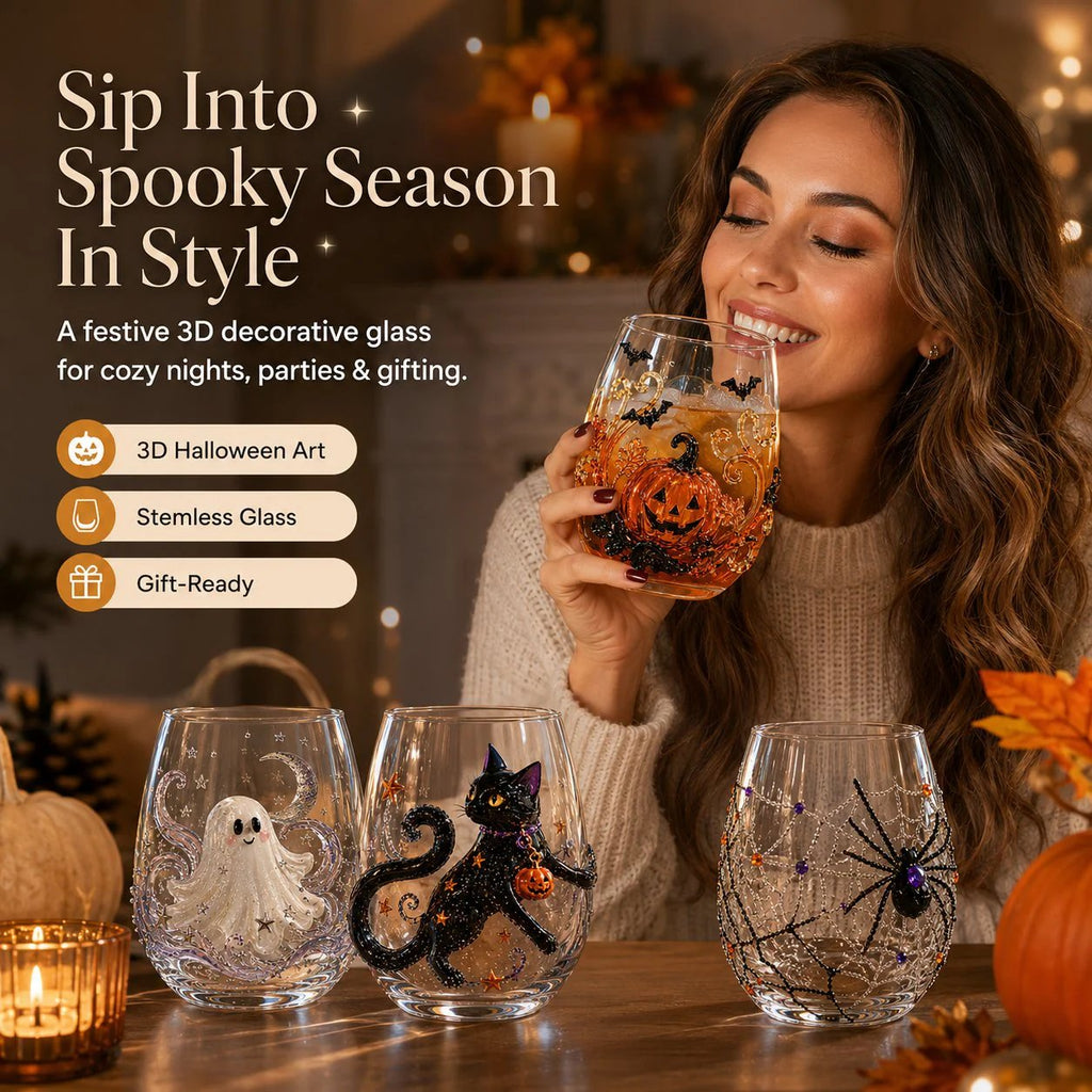 🔥 LAST DAY 40% OFF - 🎃 3D Halloween Glass Cups | Perfect for Parties & Cozy Fall Home Bars