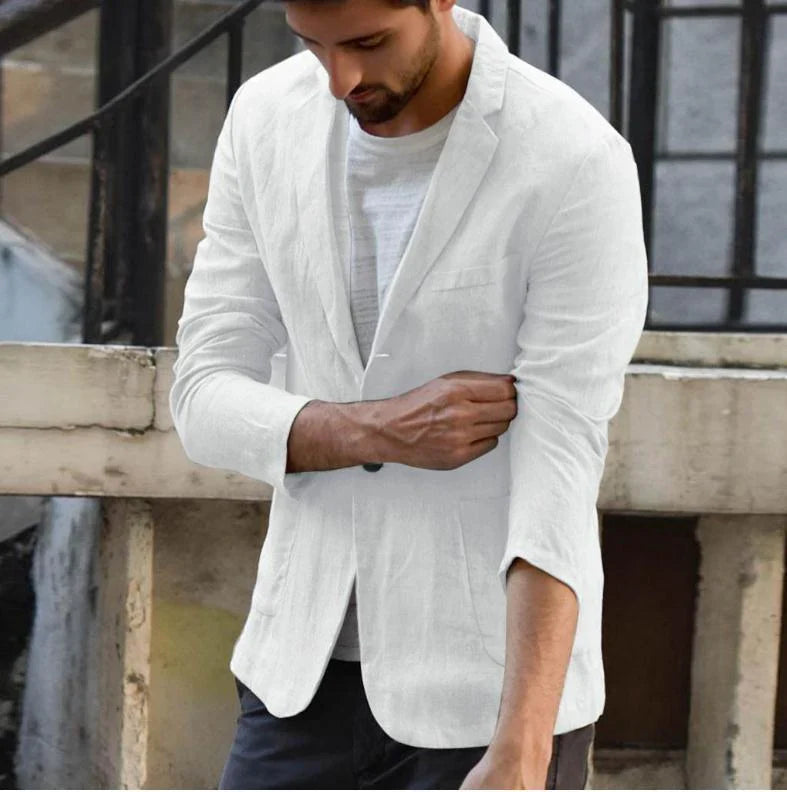 Slim suit jacket in cotton and linen