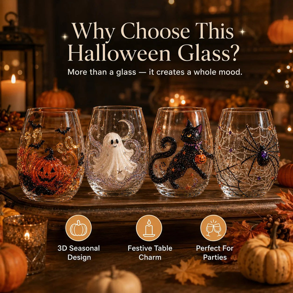 🔥 LAST DAY 40% OFF - 🎃 3D Halloween Glass Cups | Perfect for Parties & Cozy Fall Home Bars