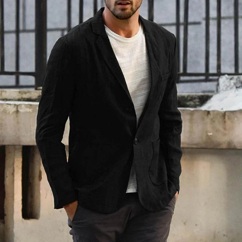 Slim suit jacket in cotton and linen