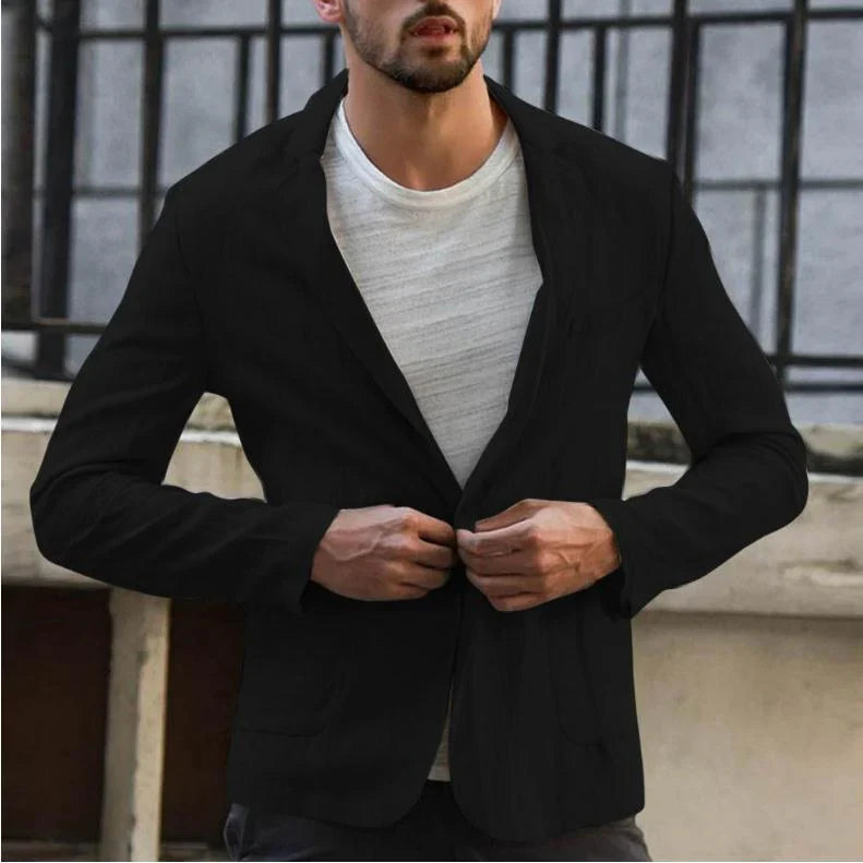 Slim suit jacket in cotton and linen