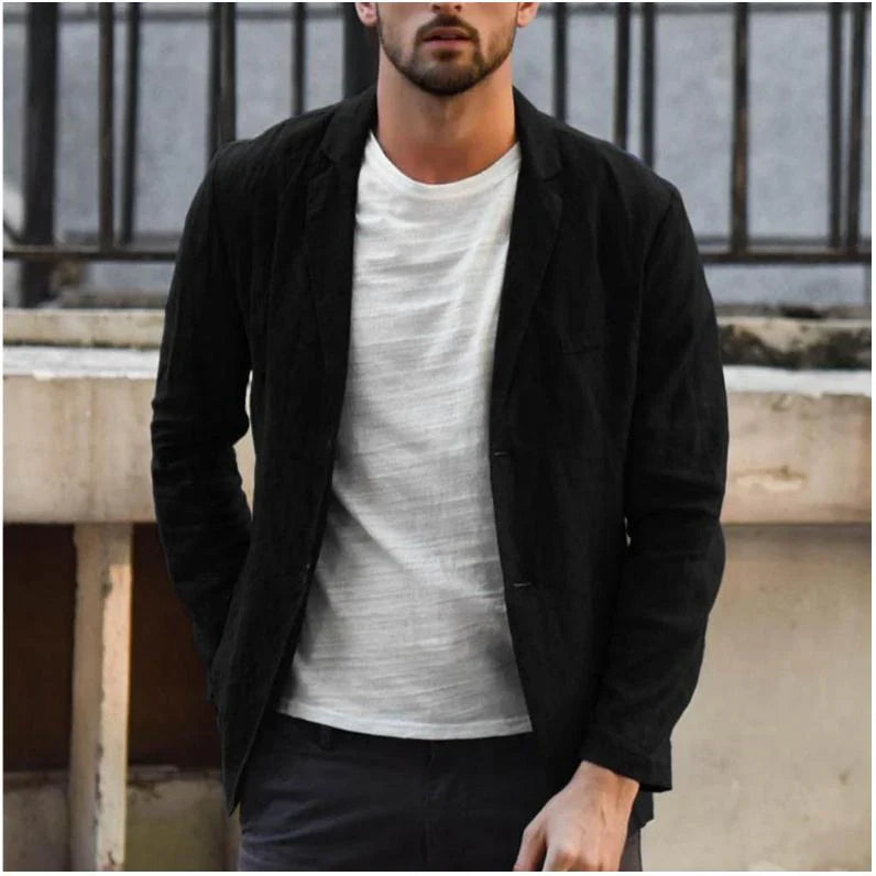 Slim suit jacket in cotton and linen