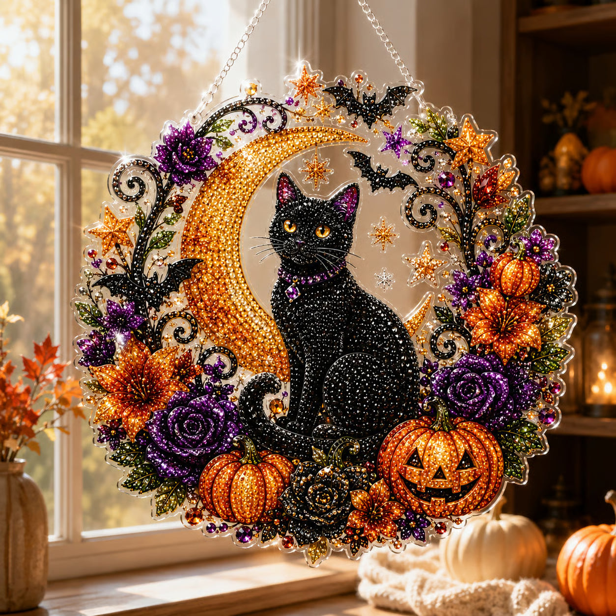 🔥Last Day 49% OFF - 🧙‍♀️🎃Halloween Witch Friendship Diamond Art Window Suncatcher