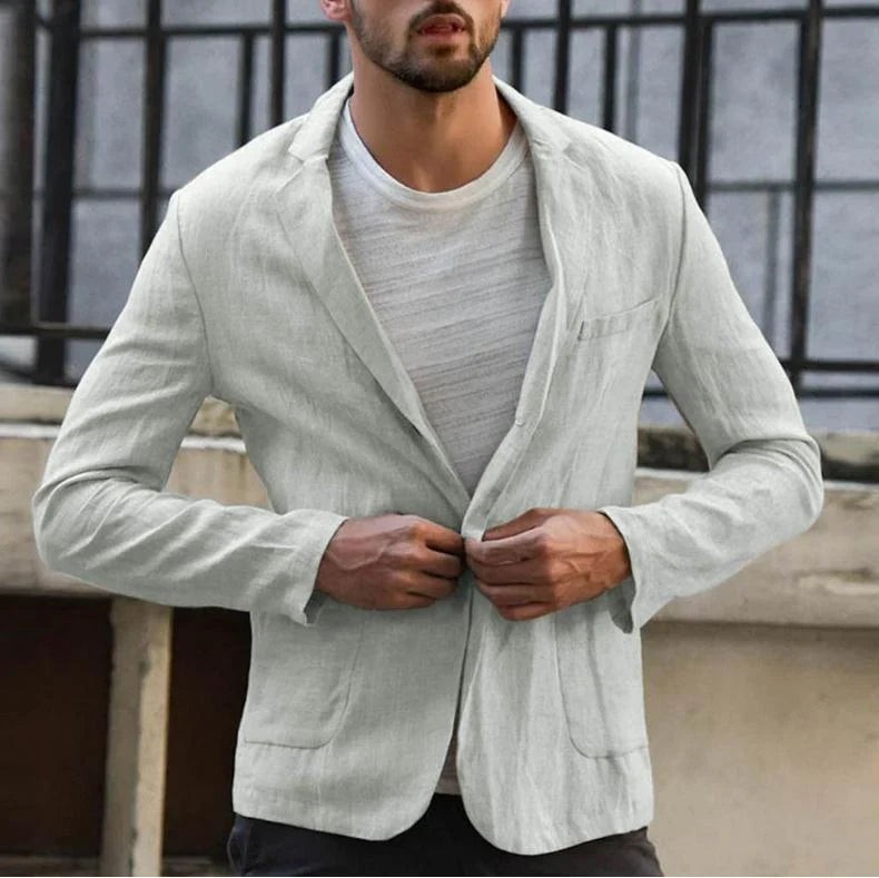 Slim suit jacket in cotton and linen