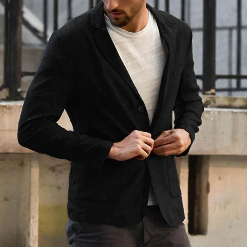 Slim suit jacket in cotton and linen