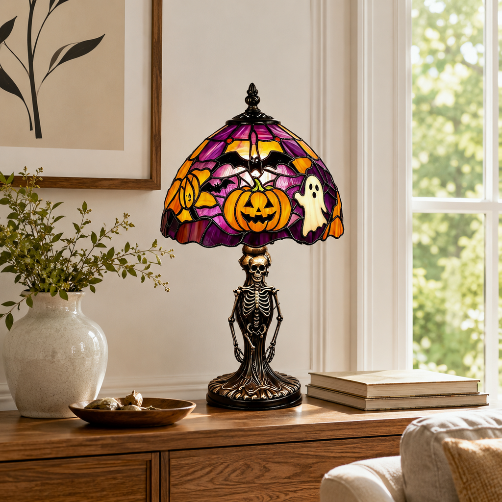 🎃 Tiffany-Style Halloween Lamp 👻 Spooky Glow for Any Room