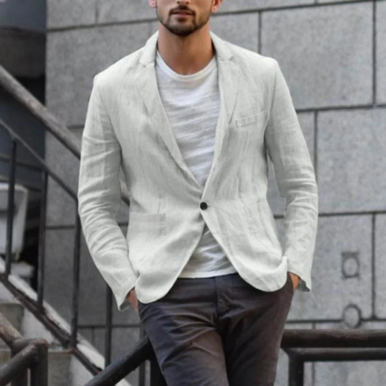 Slim suit jacket in cotton and linen
